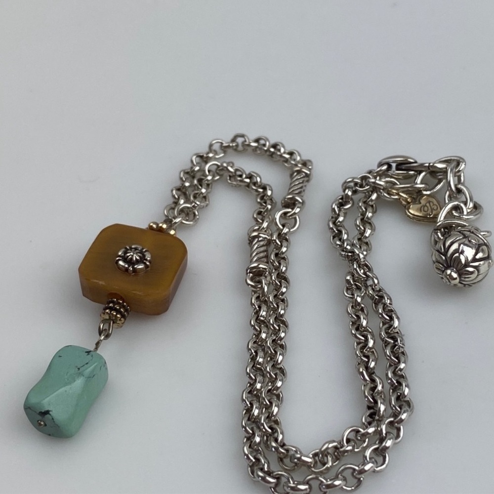 Brighton Silver Brown Turquoise Stone Neckkace .